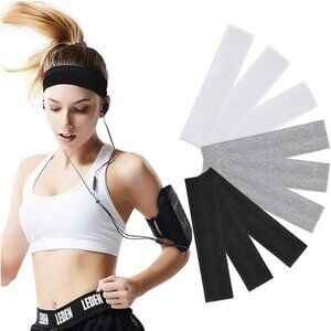 Work Headbands for Women 9 Pack Sweat Wicking Yoga Running Gym Sports Cotton